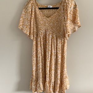 In Loom Yellow Floral Smocked Ruffle Maternity Dress NWOT